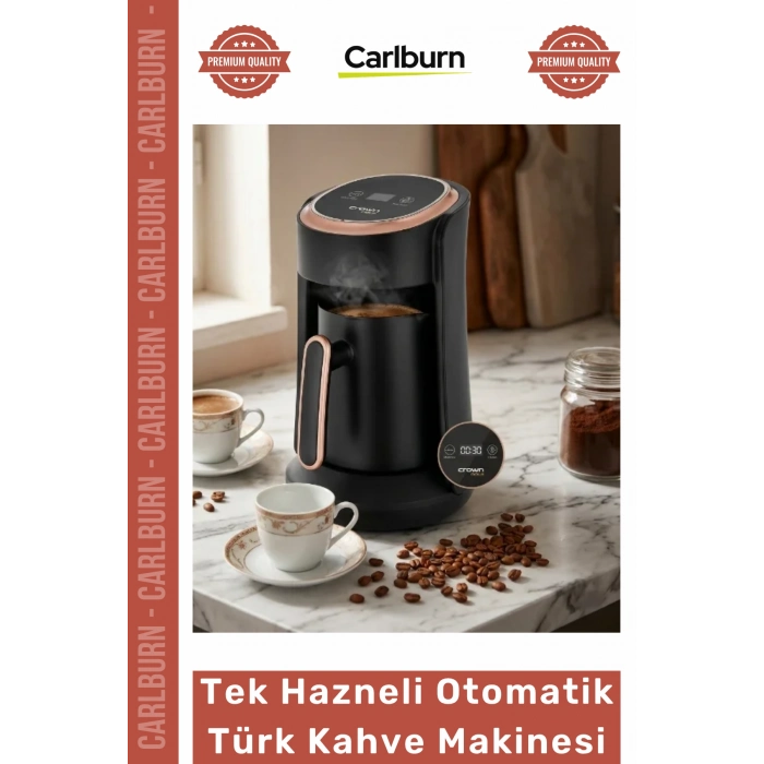 Özel Üretim Crown Gold 800W Közde Pişiren 4 Fincan Kapasiteli Tek Hazneli Otomatik Türk Kahve Makine