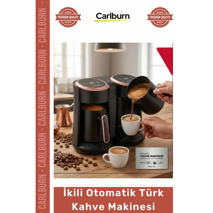 Özel Üretim Crown Gold 8 Fincan Közde Pişiren 800W Siyah Gold İkili Otomatik Türk Kahve Makinesi