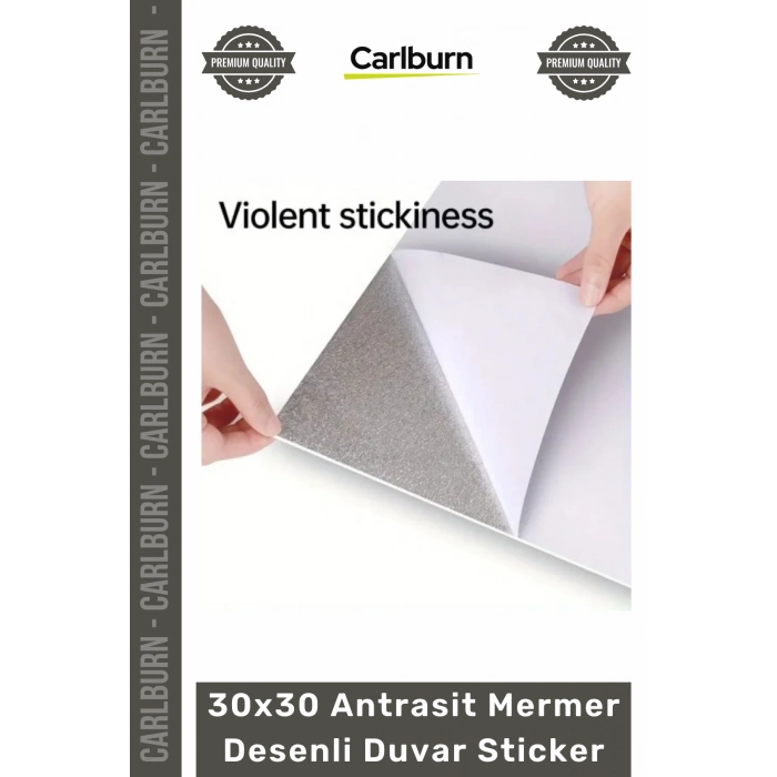 Özel Üretim Kendinden Yapışkanlı Mutfak Banyo Kaplama 30x30 Antrasit Mermer Desenli Duvar Sticker