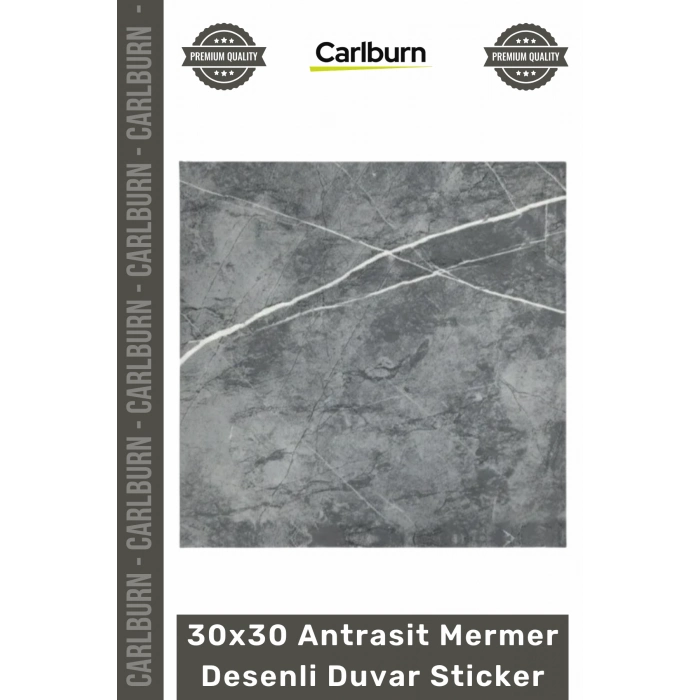 Özel Üretim Kendinden Yapışkanlı Mutfak Banyo Kaplama 30x30 Antrasit Mermer Desenli Duvar Sticker