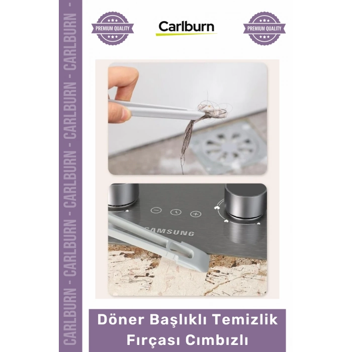 Zemin Fayans Derz Pencere Köşe Banyo Mutfak Pratik Döner Başlıklı Temizlik Fırçası Cımbızlı