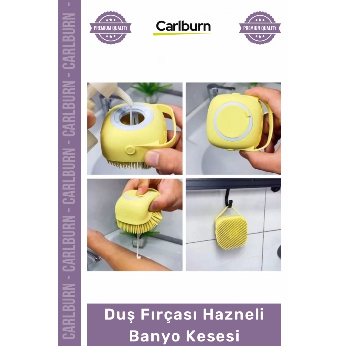 #Banyo Yumuşak Silikon Masaj Etkili Vücut Kesesi Şampuan Bölmeli Duş Fırçası Hazneli Banyo Kesesi