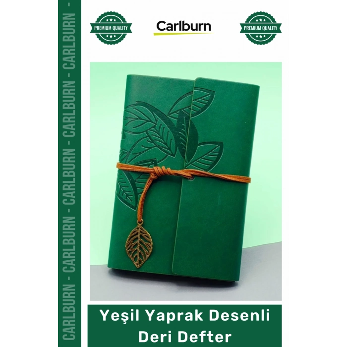 #Defter Kişiye Özel Eskitme Saman Kağıdı Şık Hediye Günlük Ajanda Yeşil Yaprak Desenli Deri Defter