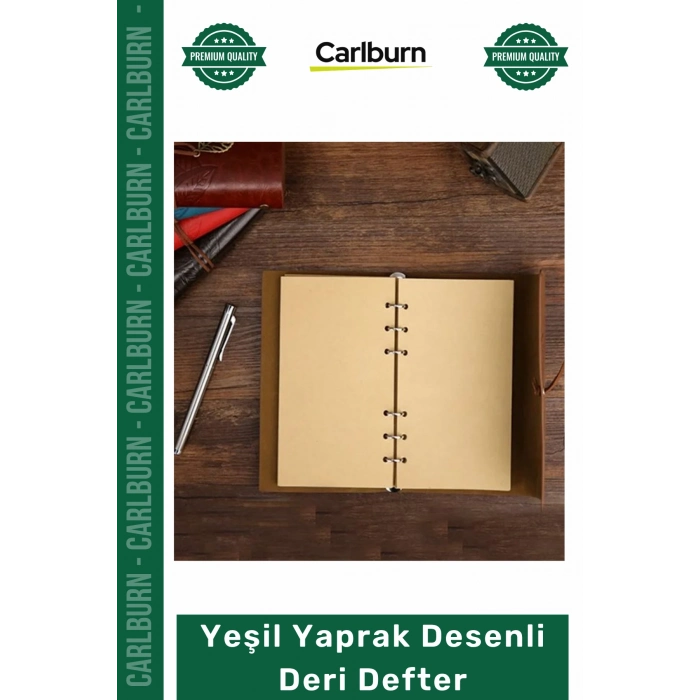 #Defter Kişiye Özel Eskitme Saman Kağıdı Şık Hediye Günlük Ajanda Yeşil Yaprak Desenli Deri Defter