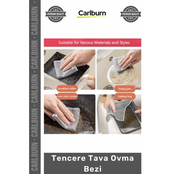 Özel Üretim Naylon Çizmez Alüminyum Rengi 20x20 Cm Çok Amaçlı Mutfak Bulaşık Tencere Tava Ovma Bezi