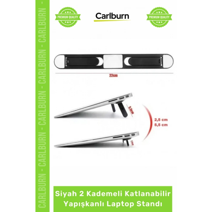 Özel Üretim Ergonomik Notebook Yükseltici Siyah 2 Kademeli Katlanabilir Yapışkanlı Laptop Standı