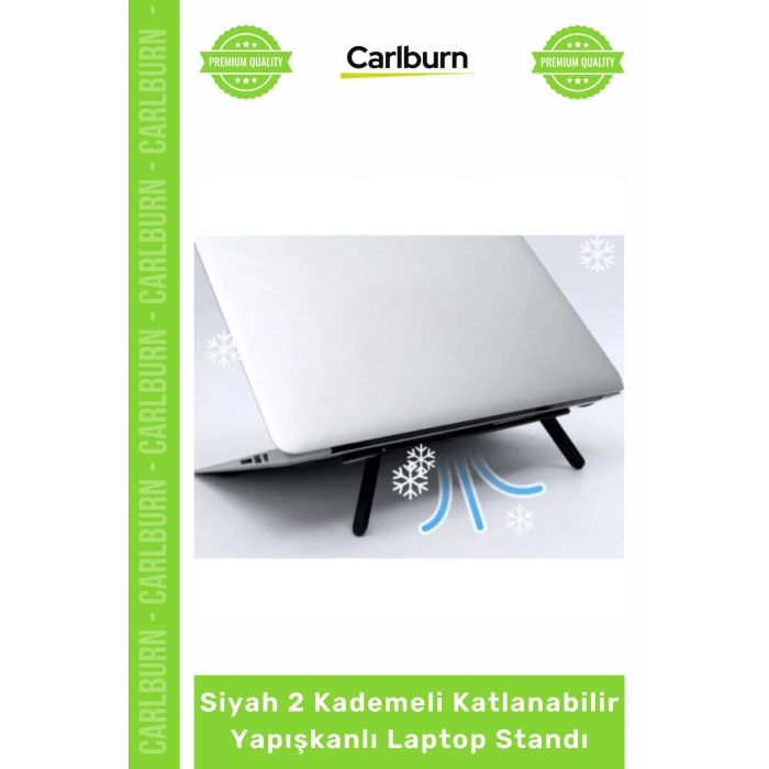 Özel Üretim Ergonomik Notebook Yükseltici Siyah 2 Kademeli Katlanabilir Yapışkanlı Laptop Standı