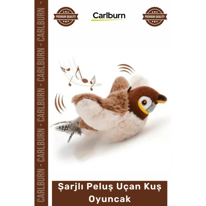 #Petshop Kedi Avcılık İçgüdüsü Tetikleyici Kanat Çırpan Sesli USB Şarjlı İpli Peluş Uçan Kuş Oyuncak