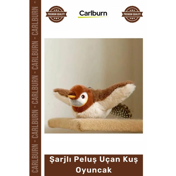 #Petshop Kedi Avcılık İçgüdüsü Tetikleyici Kanat Çırpan Sesli USB Şarjlı İpli Peluş Uçan Kuş Oyuncak