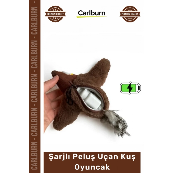 #Petshop Kedi Avcılık İçgüdüsü Tetikleyici Kanat Çırpan Sesli USB Şarjlı İpli Peluş Uçan Kuş Oyuncak
