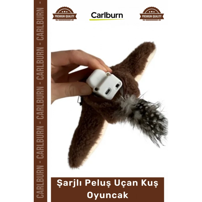 #Petshop Kedi Avcılık İçgüdüsü Tetikleyici Kanat Çırpan Sesli USB Şarjlı İpli Peluş Uçan Kuş Oyuncak