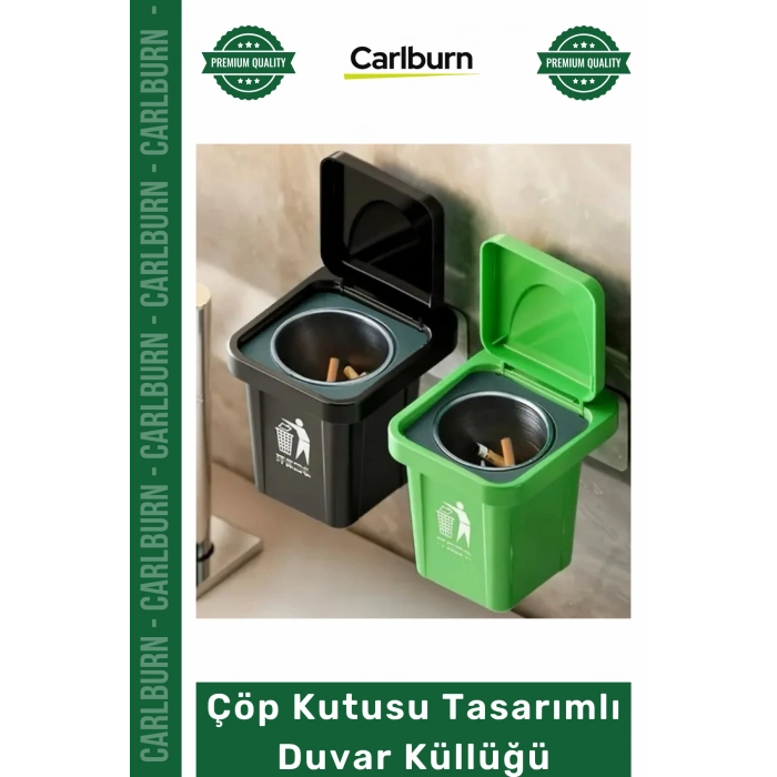#OtoKüllük Balkon Teras Dekoratif Pratik Kapaklı Metal Hazneli Çöp Kutusu Tasarımlı Duvar Küllüğü