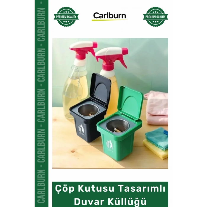 #OtoKüllük Balkon Teras Dekoratif Pratik Kapaklı Metal Hazneli Çöp Kutusu Tasarımlı Duvar Küllüğü