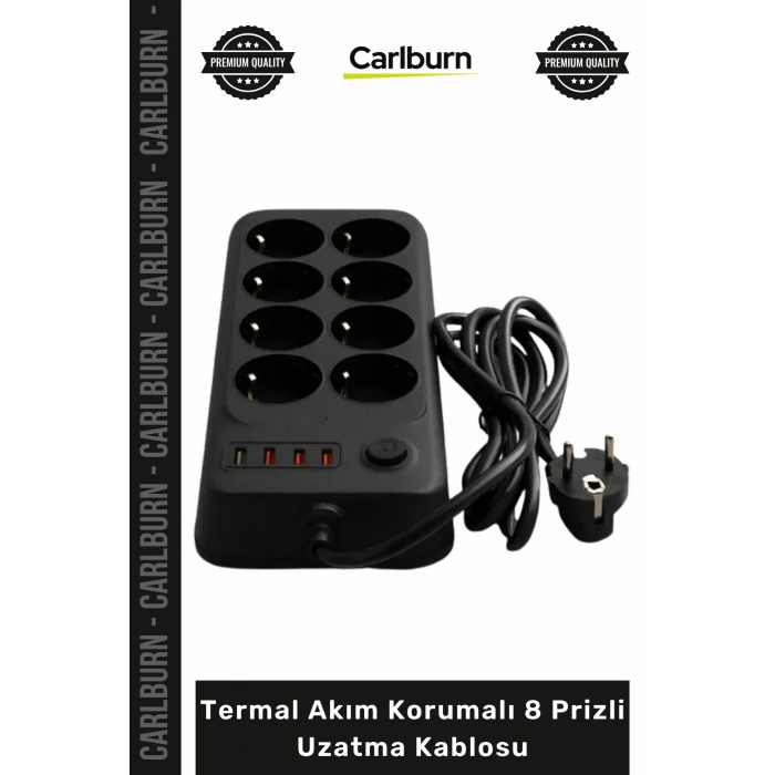 #Uzatma 4 USB Portlu IQ Akıllı Şarj Özellikli Bakır Grup Priz Termal Akım Korumalı 8 Prizli Uzatma