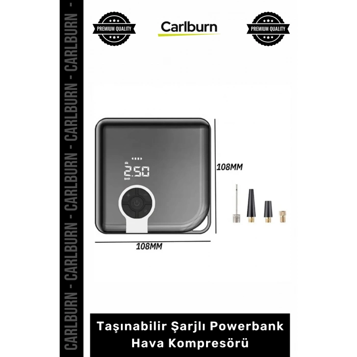#Kompresör 4000mAh Batarya Akıllı Dijital Gösterge Taşınabilir Şarjlı Powerbank Hava Kompresörü