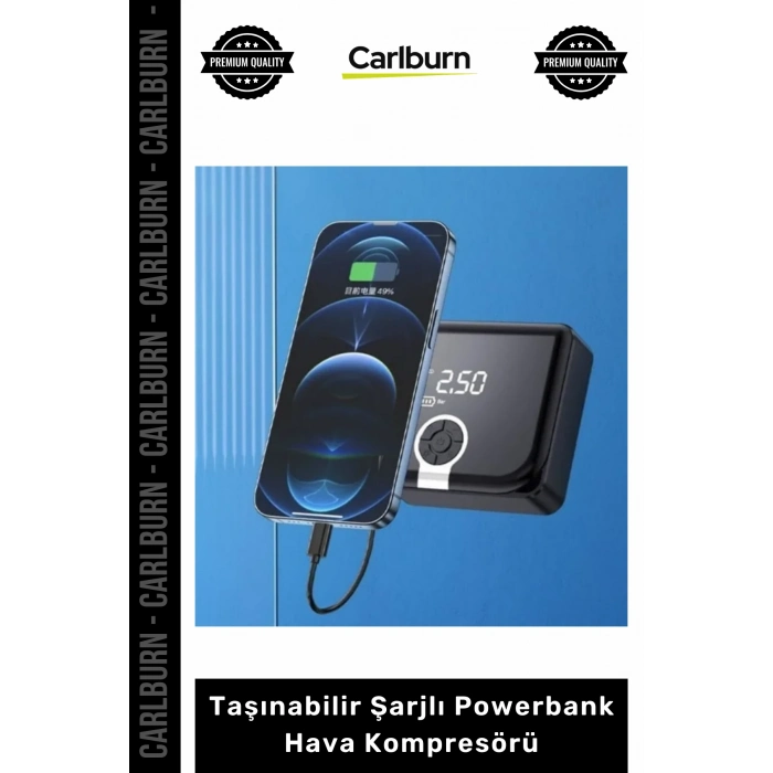 #Kompresör 4000mAh Batarya Akıllı Dijital Gösterge Taşınabilir Şarjlı Powerbank Hava Kompresörü