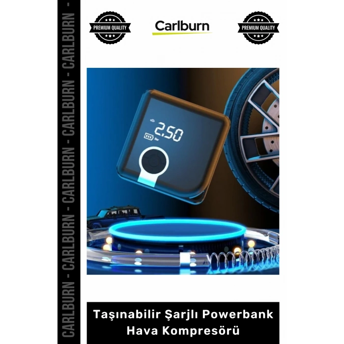 #Kompresör 4000mAh Batarya Akıllı Dijital Gösterge Taşınabilir Şarjlı Powerbank Hava Kompresörü
