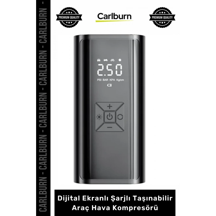 Özel Üretim Dual Mod 150 PSI Led Powerbank Dijital Ekranlı Şarjlı Taşınabilir Araç Hava Kompresörü