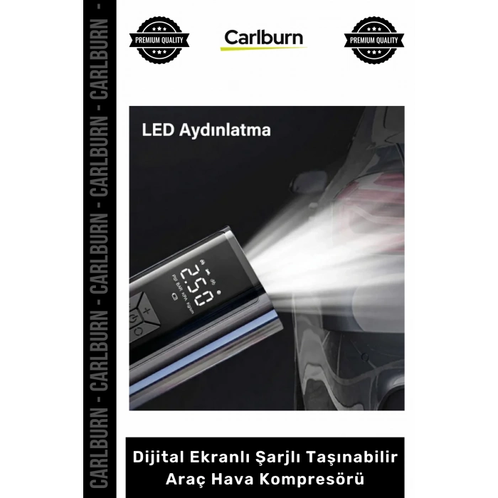 Özel Üretim Dual Mod 150 PSI Led Powerbank Dijital Ekranlı Şarjlı Taşınabilir Araç Hava Kompresörü