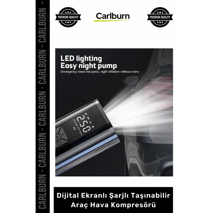Özel Üretim Dual Mod 150 PSI Led Powerbank Dijital Ekranlı Şarjlı Taşınabilir Araç Hava Kompresörü