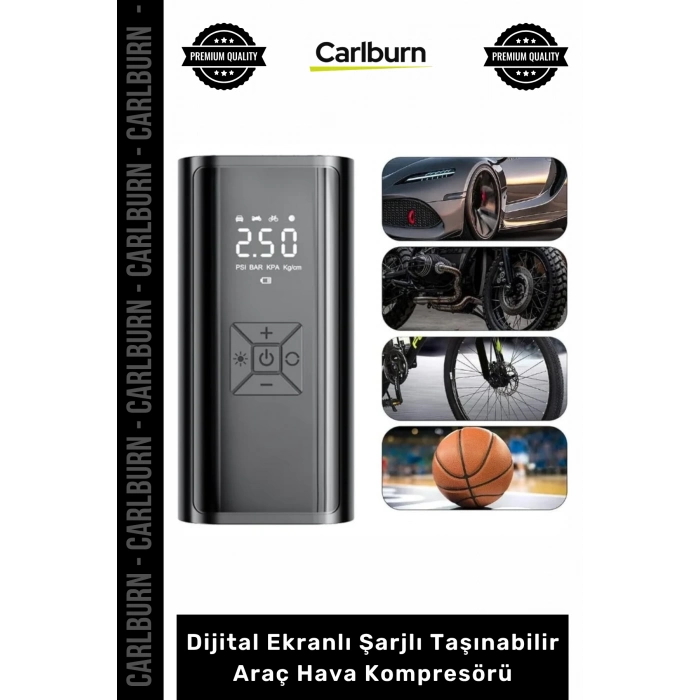 Özel Üretim Dual Mod 150 PSI Led Powerbank Dijital Ekranlı Şarjlı Taşınabilir Araç Hava Kompresörü