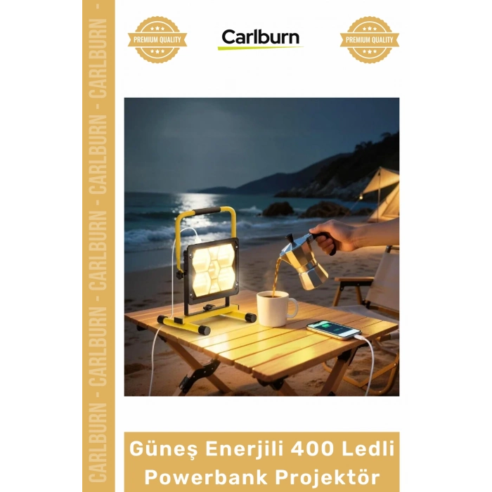 Özel Üretim Solar Şarjlı Kamp Şantiye Bahçe Aydınlatma Güneş Enerjili 400 Ledli Powerbank Projektör