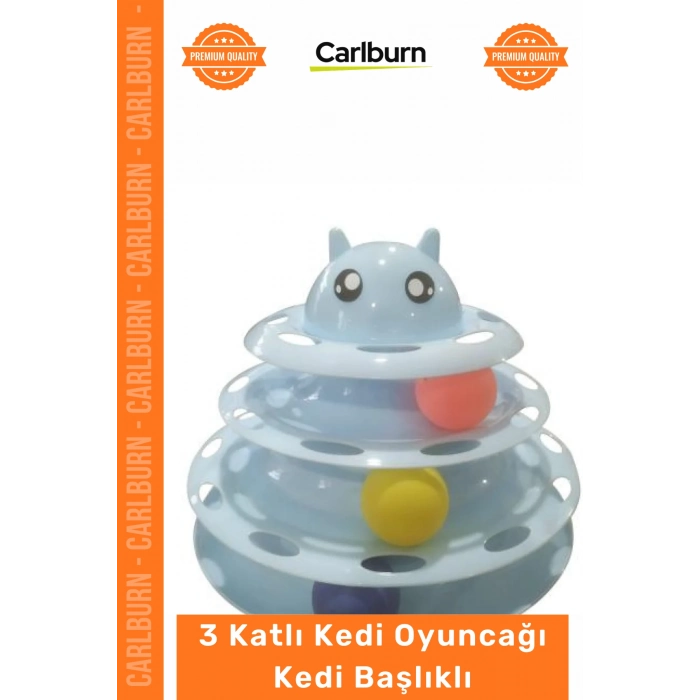#Petshop İnteraktif Eğitici Hareketli Toplu Yuvarlak Kaliteli 3 Katlı Kedi Oyuncağı Kedi Başlıklı