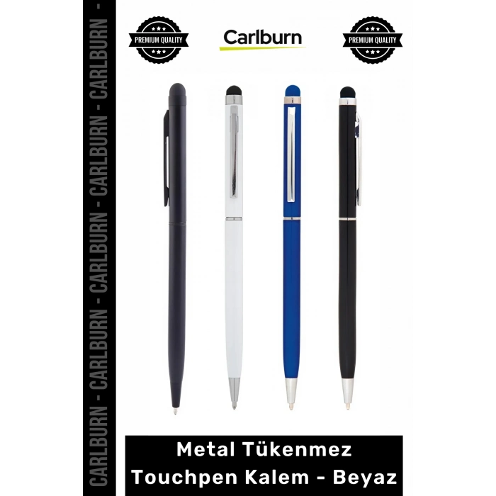 #Kırtasiye Promosyon Logolu Baskılı Şık Kurumsal Dokunmatik Metal Tükenmez Touchpen Kalem Beyaz
