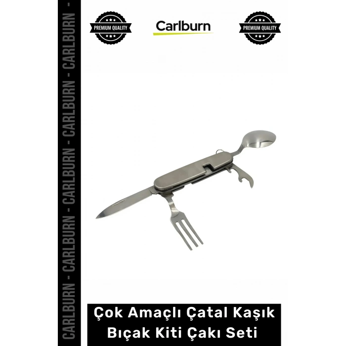 Özel Üretim Kamp Outdoor Katlanabilir Dayanıklı Çok Amaçlı Çatal Kaşık Bıçak Kiti Çakı Seti Gümüş