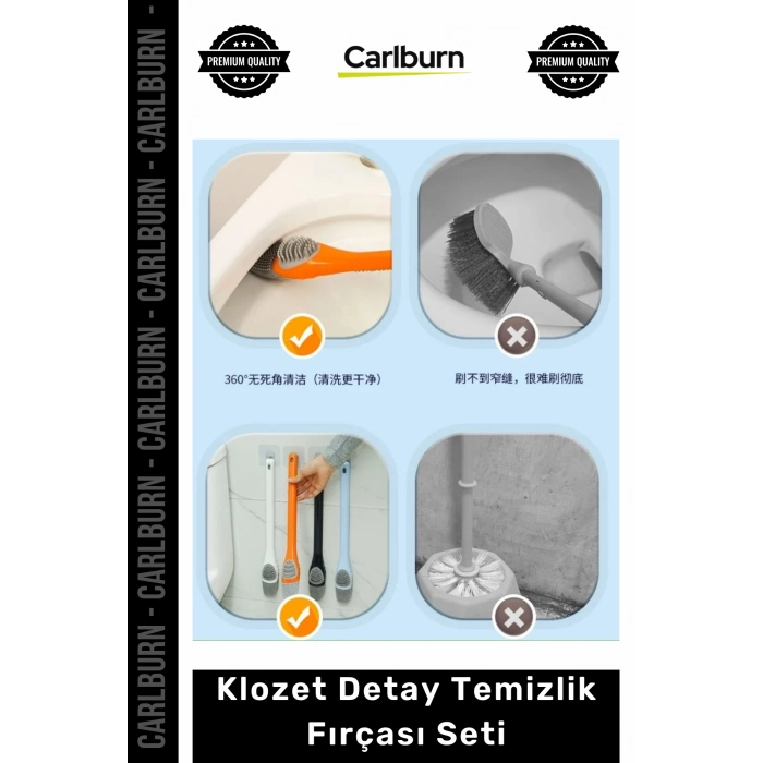 Özel Üretim Silikon Tırtıklı Hijyenik Banyo Ergonomik Pratik Klozet Detay Temizlik Fırçası Seti
