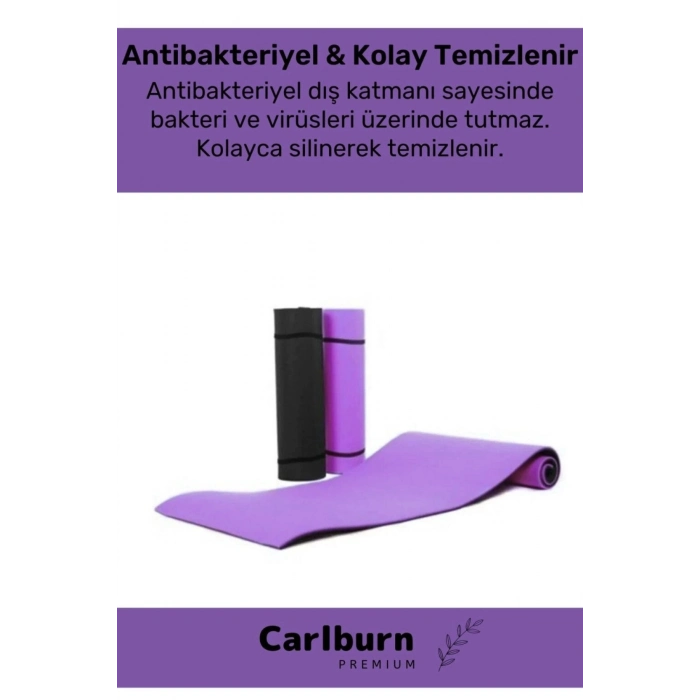 #KampMatı Taşıma Askılı Su Geçirmez Çift Taraflı Kaymaz Çadır Uyku 6.5mm Lila Kamp Yer Minderi