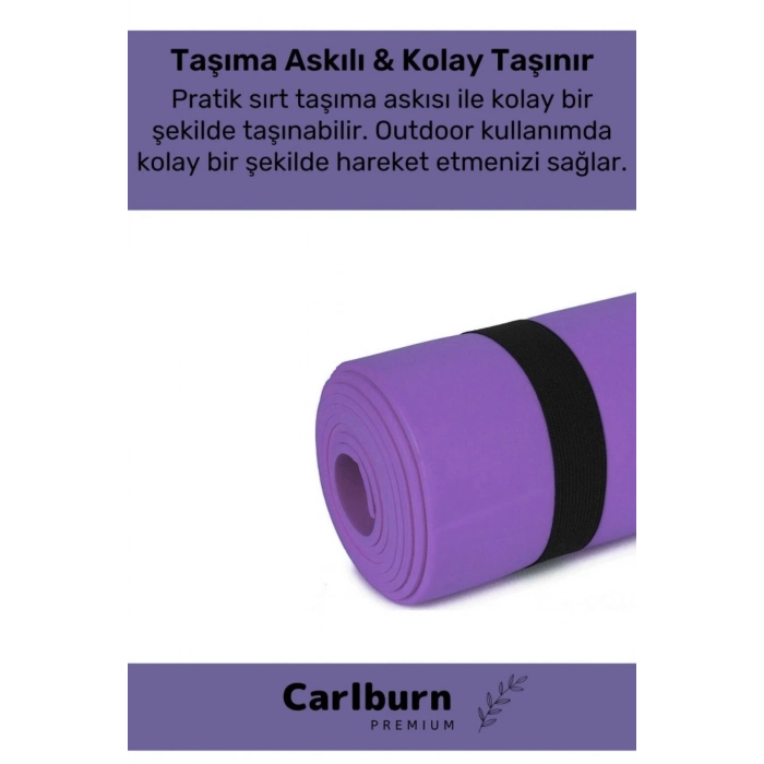 #KampMatı Taşıma Askılı Su Geçirmez Çift Taraflı Kaymaz Çadır Uyku 6.5mm Lila Kamp Yer Minderi