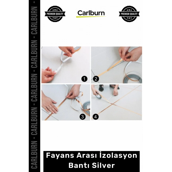 #Bant 0.50cm Genişlik 50 Metre Uzunluk Parlak Kendinden Yapışkanlı Karo Dekoratif Şerit Zemin Gri Fayans Arası İzolasyon Bantı