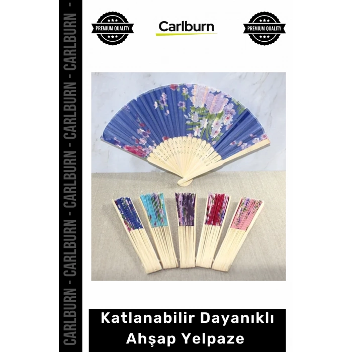 #Yelpaze Doğal Renkli Çiçekli Desenli Hediyelik Dekoratif Katlanabilir Dayanıklı Ahşap Yelpaze
