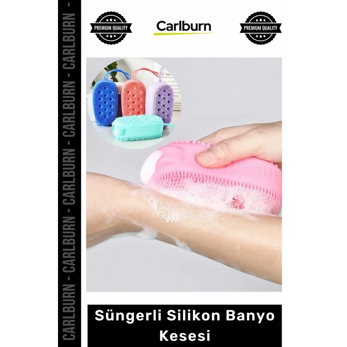 Özel Üretim Çift Taraflı Vücut Peeling Masaj Fırçası Yumuşak Lifli Süngerli Silikon Banyo Kesesi