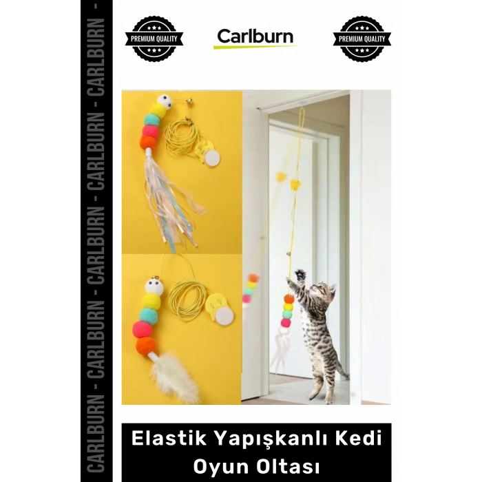 #Petshop Çanlı İnteraktif Hareketli Vantuzlu Zıplayan Egzersiz Elastik Yapışkanlı Kedi Oyun Oltası