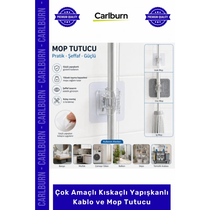 Özel Üretim Duvar Organizer Pratik Askı Düzenleyici Çok Amaçlı Kıskaçlı Yapışkanlı Kablo Mop Tutucu