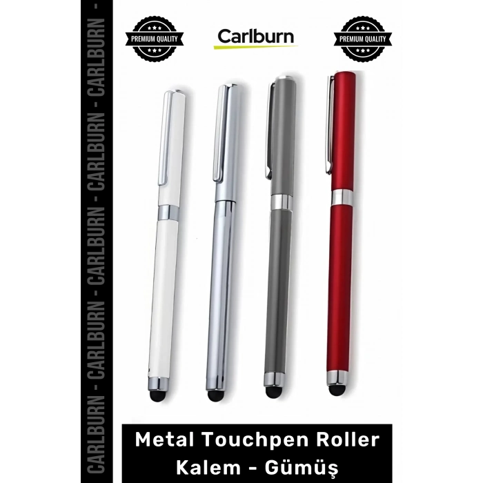 Özel Üretim Şık Dokunmatik Başlıklı Kurumsal Prestijli Promosyon Metal Touchpen Roller Kalem Gümüş