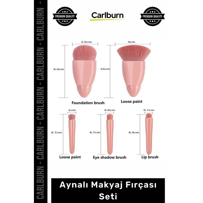 #Makyaj 5 Parça Profesyonel Taşınabilir Yumuşak Fiber Kıl ABS Kasa Aynalı Makyaj Fırçası Seti