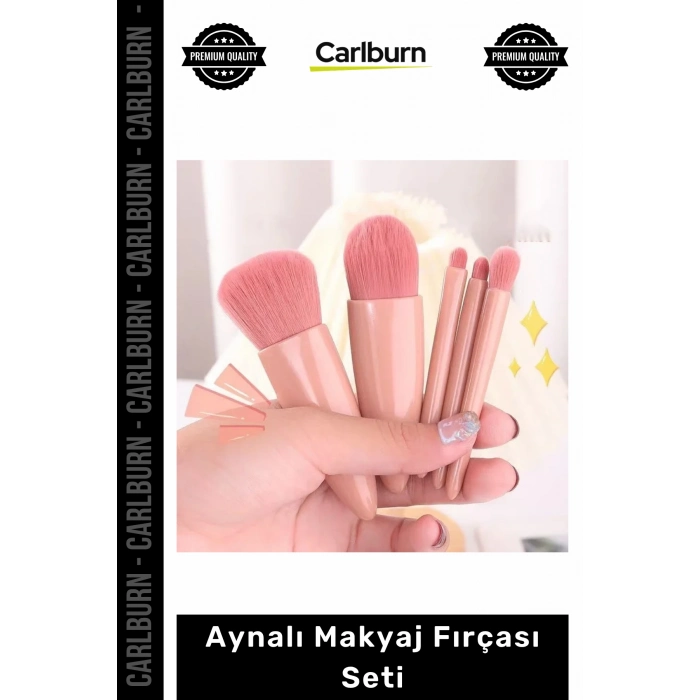 #Makyaj 5 Parça Profesyonel Taşınabilir Yumuşak Fiber Kıl ABS Kasa Aynalı Makyaj Fırçası Seti