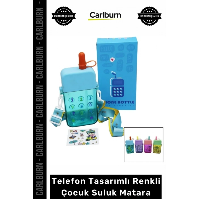#Matara Pipetli Askılı Sızdırmaz Mika Okul Matarası Telefon Tasarımlı Renkli Çocuk Suluk Matara