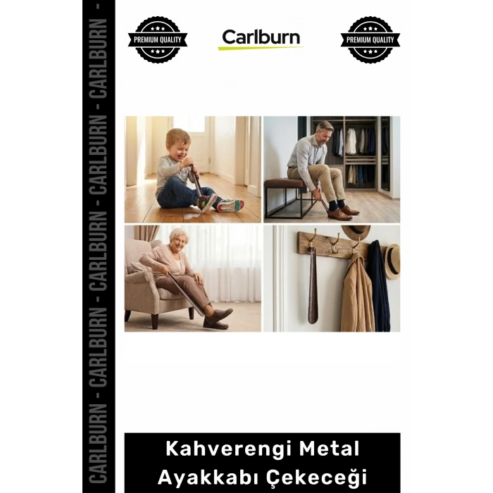 #Kerata 65 cm Uzun Boy Çelik Kerata Şık Ergonomik Askılı Kahverengi Metal Ayakkabı Çekeceği