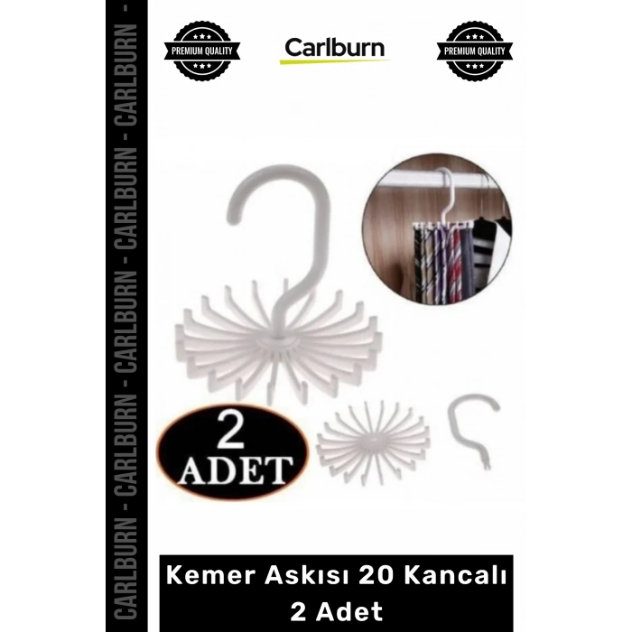 #Askı Gardırop Dolap İçi Düzenleyici Organizer Döner Kravat Kemer Askısı 20 Kancalı 2 Adet