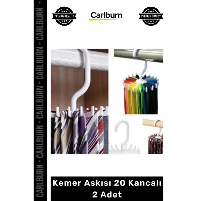 #Askı Gardırop Dolap İçi Düzenleyici Organizer Döner Kravat Kemer Askısı 20 Kancalı 2 Adet