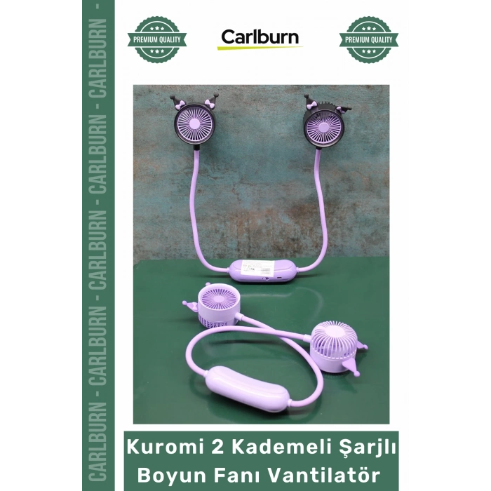 #Vantilatör Anime Kawaii USB Hands Free Esnek Hafif Kuromi 2 Kademeli Şarjlı Boyun Fanı Vantilatör