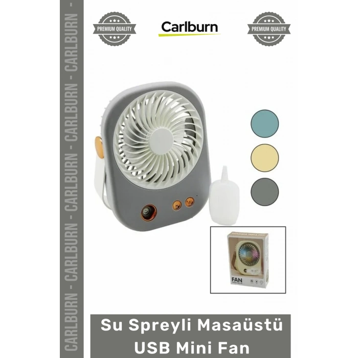 #Vantilatör Şarjlı Taşınabilir Portatif 3 Kademeli Nemlendirici Su Spreyli Masaüstü USB Mini Fan