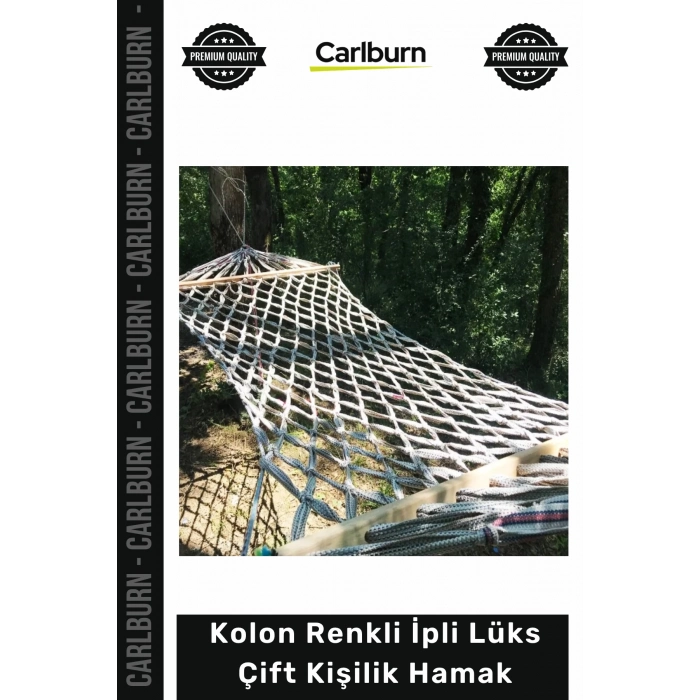 #Hamak Dayanıklı 250kg Kapasite Geniş Ahşap Çıtalı Kolon Renkli İpli Lüks Çift Kişilik Hamak