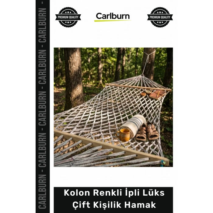 #Hamak Dayanıklı 250kg Kapasite Geniş Ahşap Çıtalı Kolon Renkli İpli Lüks Çift Kişilik Hamak