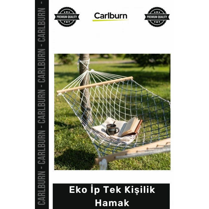 #Hamak Bahçe Balkon Kamp Piknik Ahşap Çıtalı Dayanıklı Örgü Sistemli Eko İp Tek Kişilik Hamak