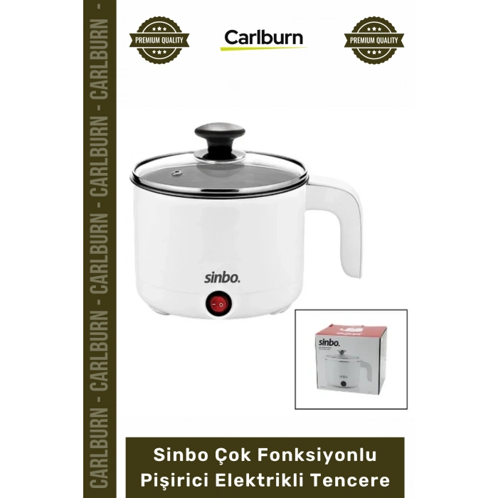 #Tencere 800ml 400W Buharlı Aparatlı Hızlı Pratik Beyaz Sinbo Çok Fonksiyonlu Pişirici Elektrikli Tencere